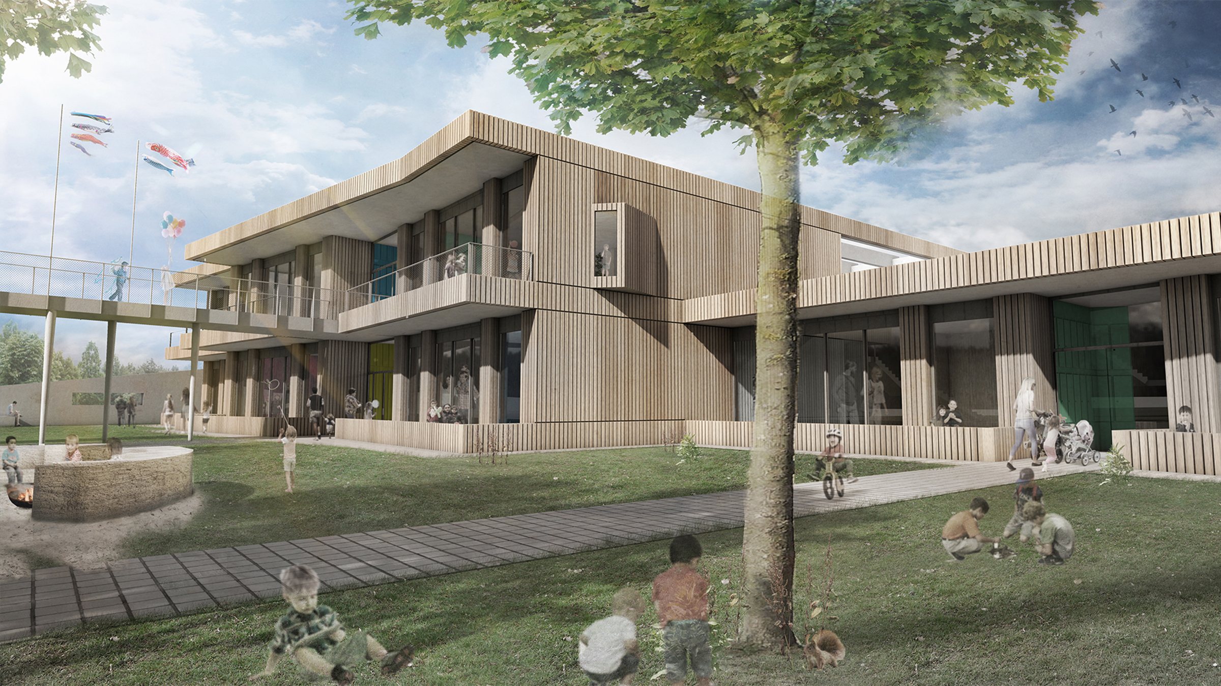 Neubau der Kindertagesstätte Sankt Petrus | Visualisierung Garten