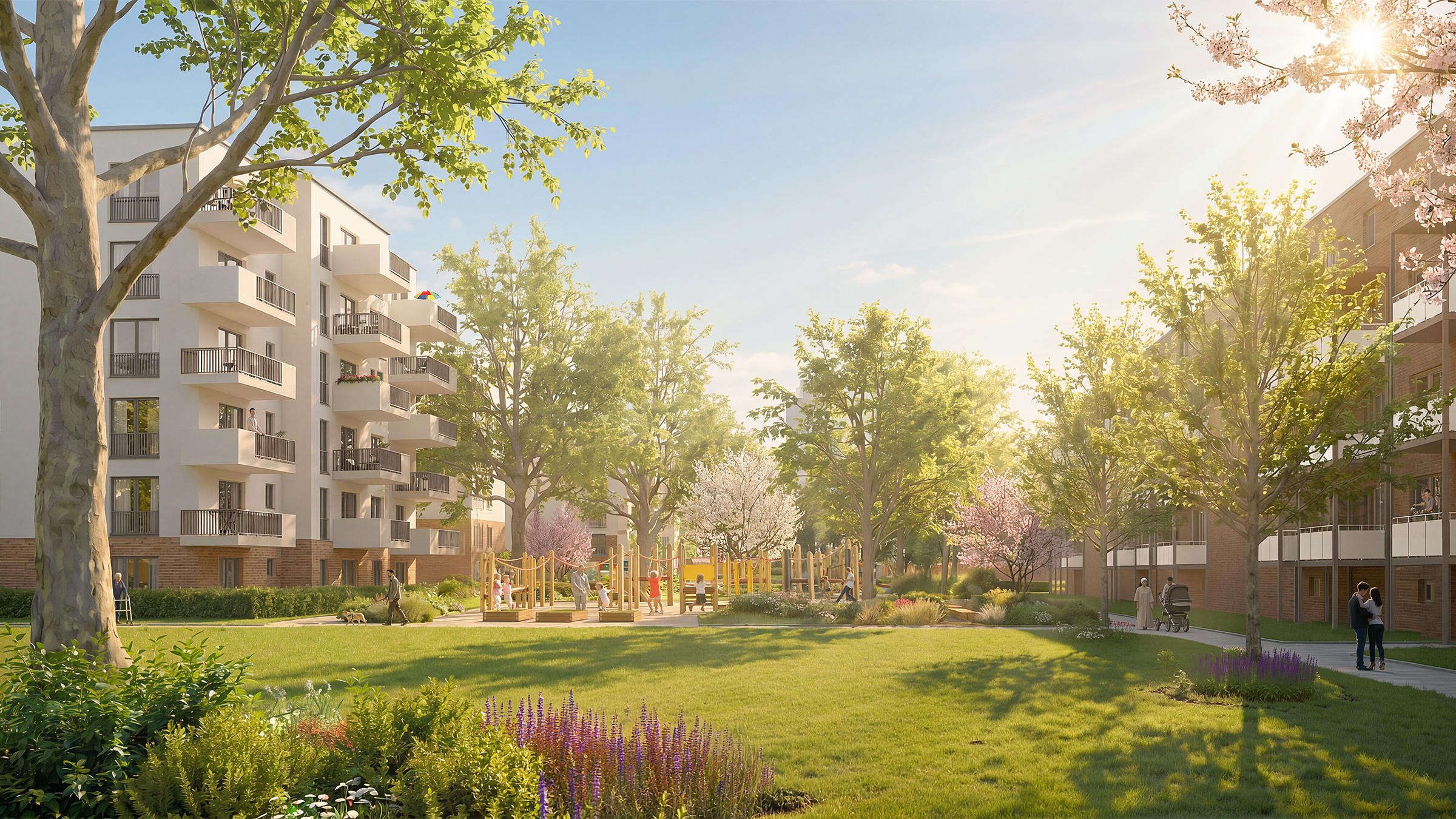 Neues urbanes Wohnen Flingern Nord | Visualisierung Zwischenraum