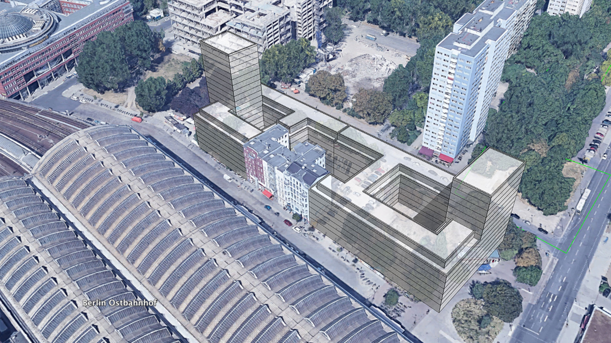 Kubaturstudie Ostbahnhof Nord | Vogelschau